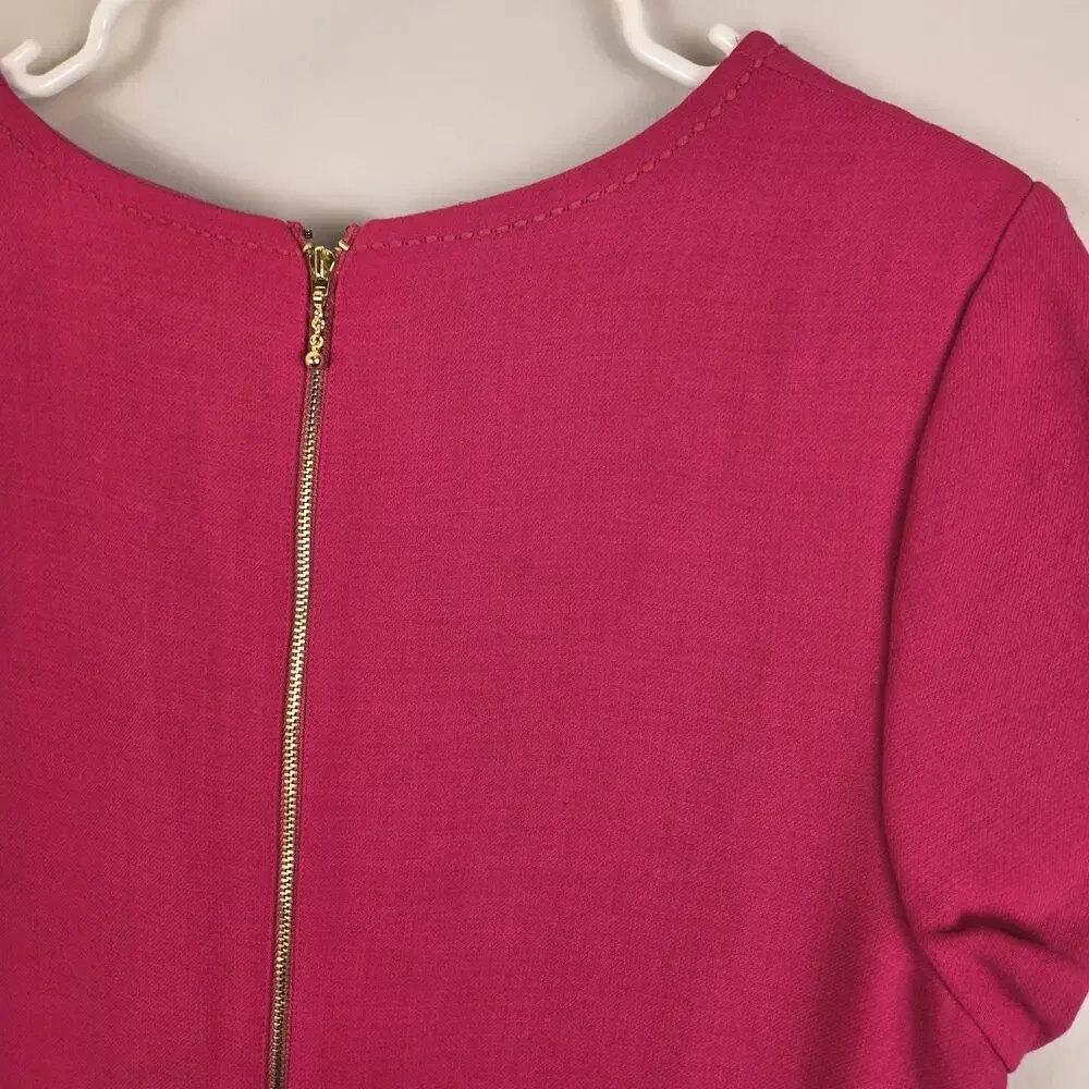 Kate Spade New York Women Pink Back Zip Dress Size XL Wool Blend Pockets Barbie